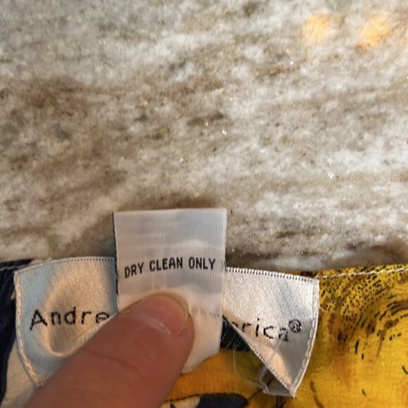 Andrew America Mini Skirt Size 14 Floral 100% silk blue & yellow sunflower - Picture 7 of 9